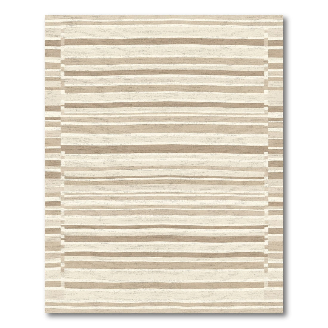 Neutral Earth Tones Striped Border Rug