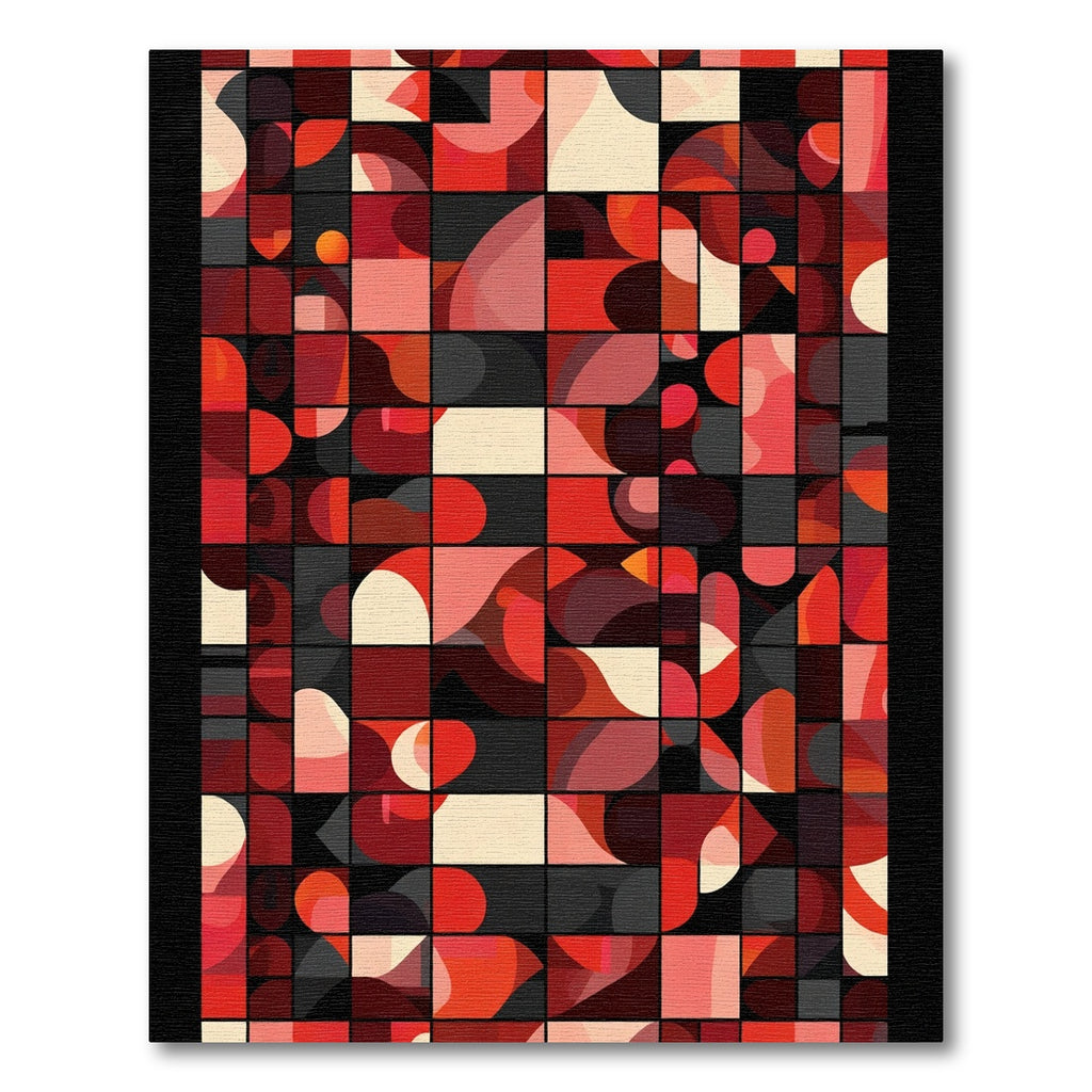 Retro Red Bold Geometric Abstraction Rug