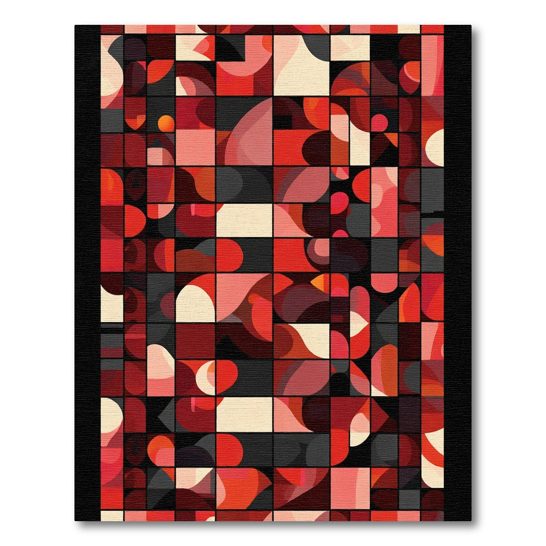 Retro Red Bold Geometric Abstraction Rug