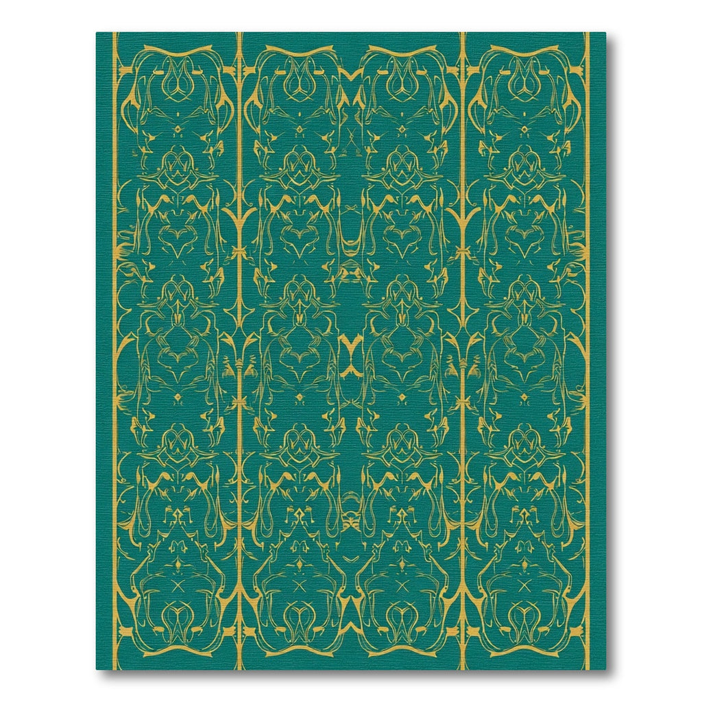 Emerald Gold Nouveau Scroll Rug