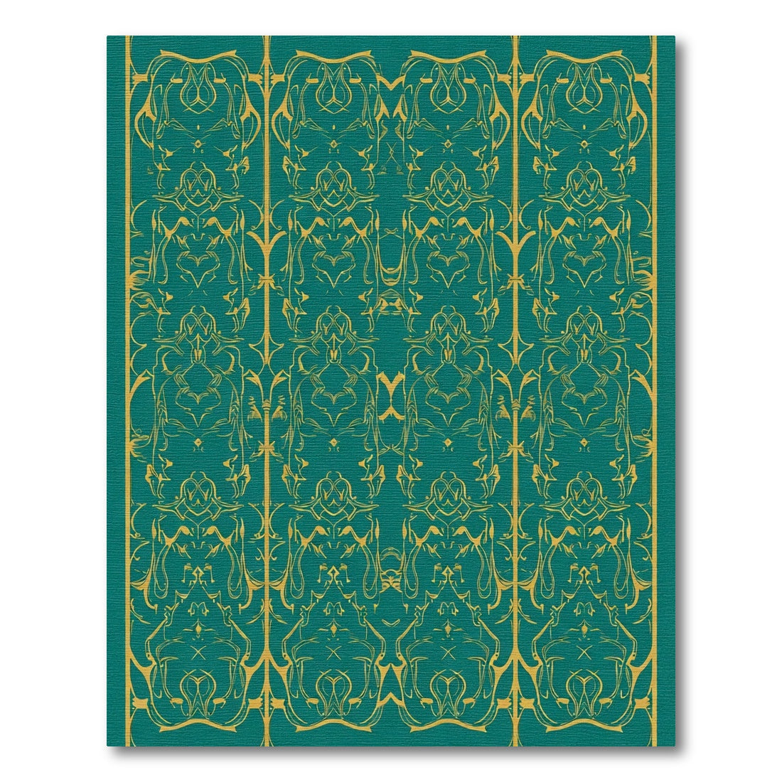 Emerald Gold Nouveau Scroll Rug