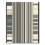 Modern Black Cream Gray Stripe Rug
