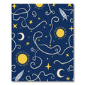 Midnight Blue Celestial Rocket Ships Rug