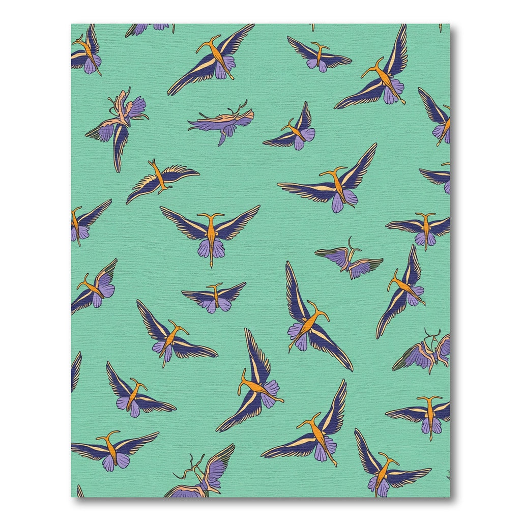 Turquoise Bird Flying Pattern Rug