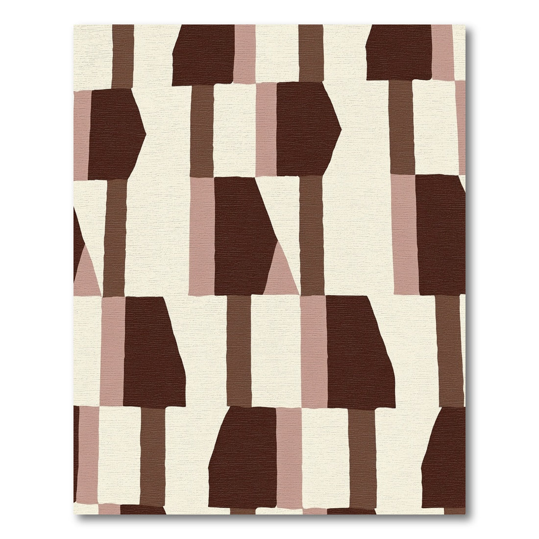Terracotta Abstract Geometric Blocks Rug