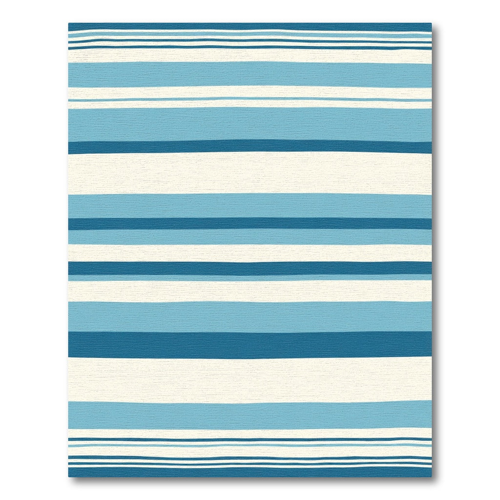 Ocean Blue Cream Horizontal Stripe Rug