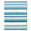 Ocean Blue Cream Horizontal Stripe Rug