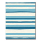 Ocean Blue Cream Horizontal Stripe Rug