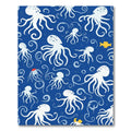 Blue White Octopus Swirl Aquatic Whimsy Rug