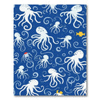 Blue White Octopus Swirl Aquatic Whimsy Rug