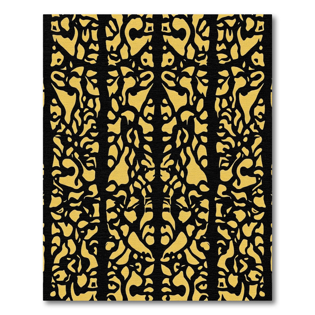 Golden Black Abstract Organic Forms Rug