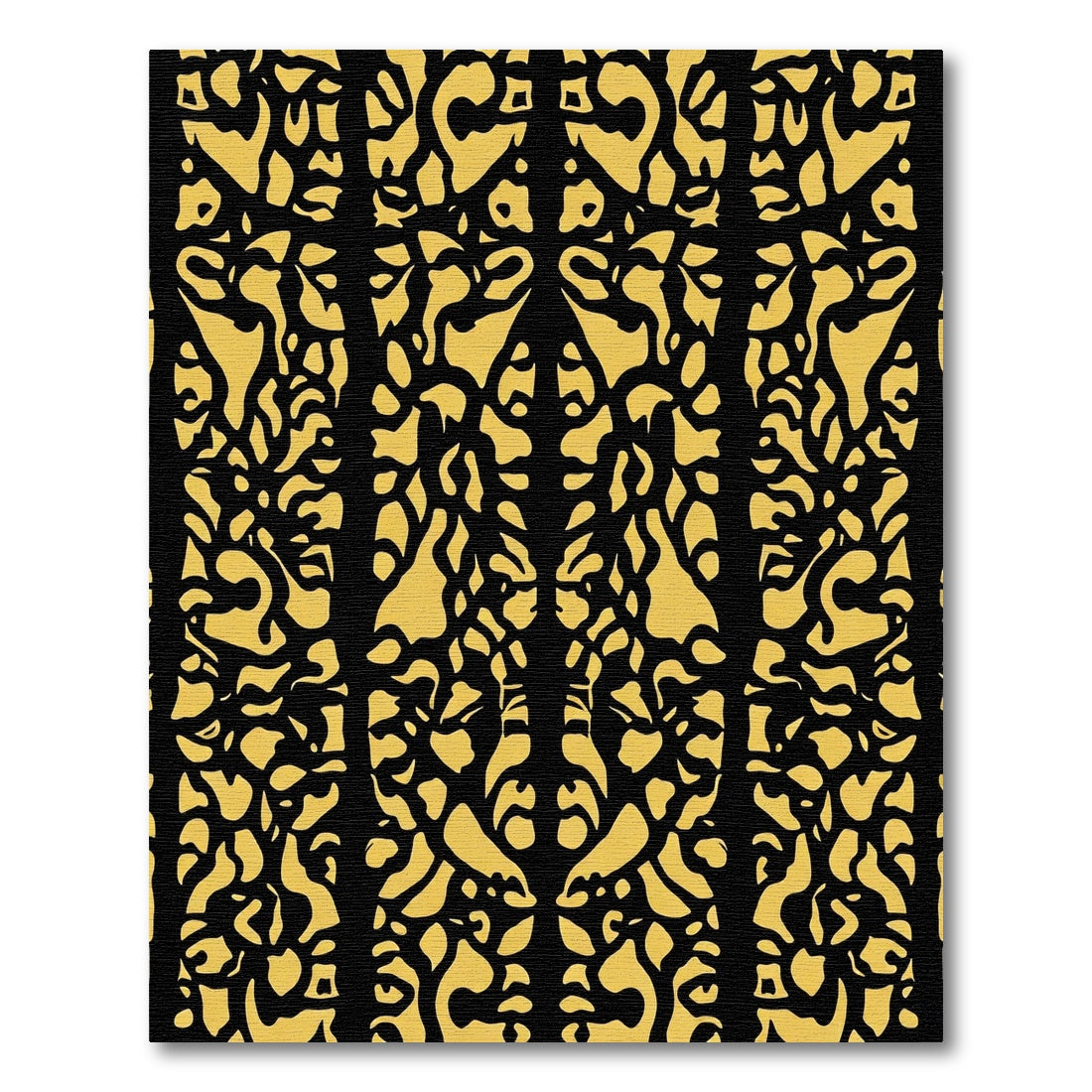 Golden Black Abstract Organic Forms Rug