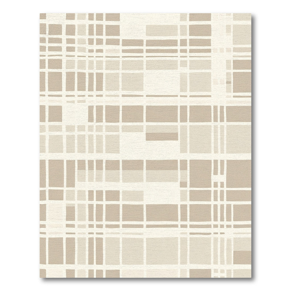 Beige Abstract Geometric Grid Rug