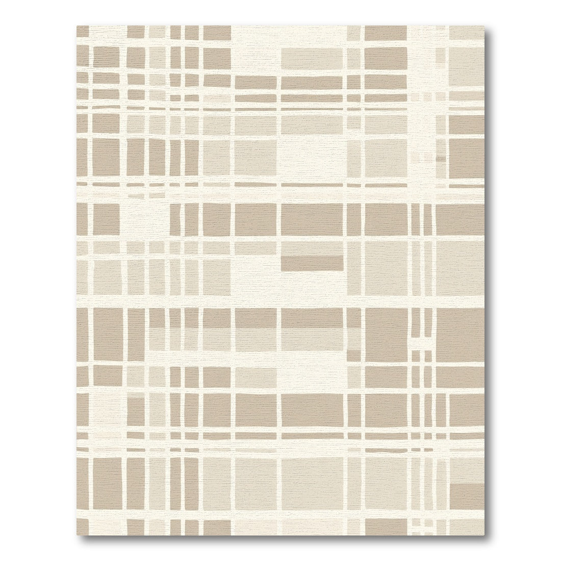 Beige Abstract Geometric Grid Rug