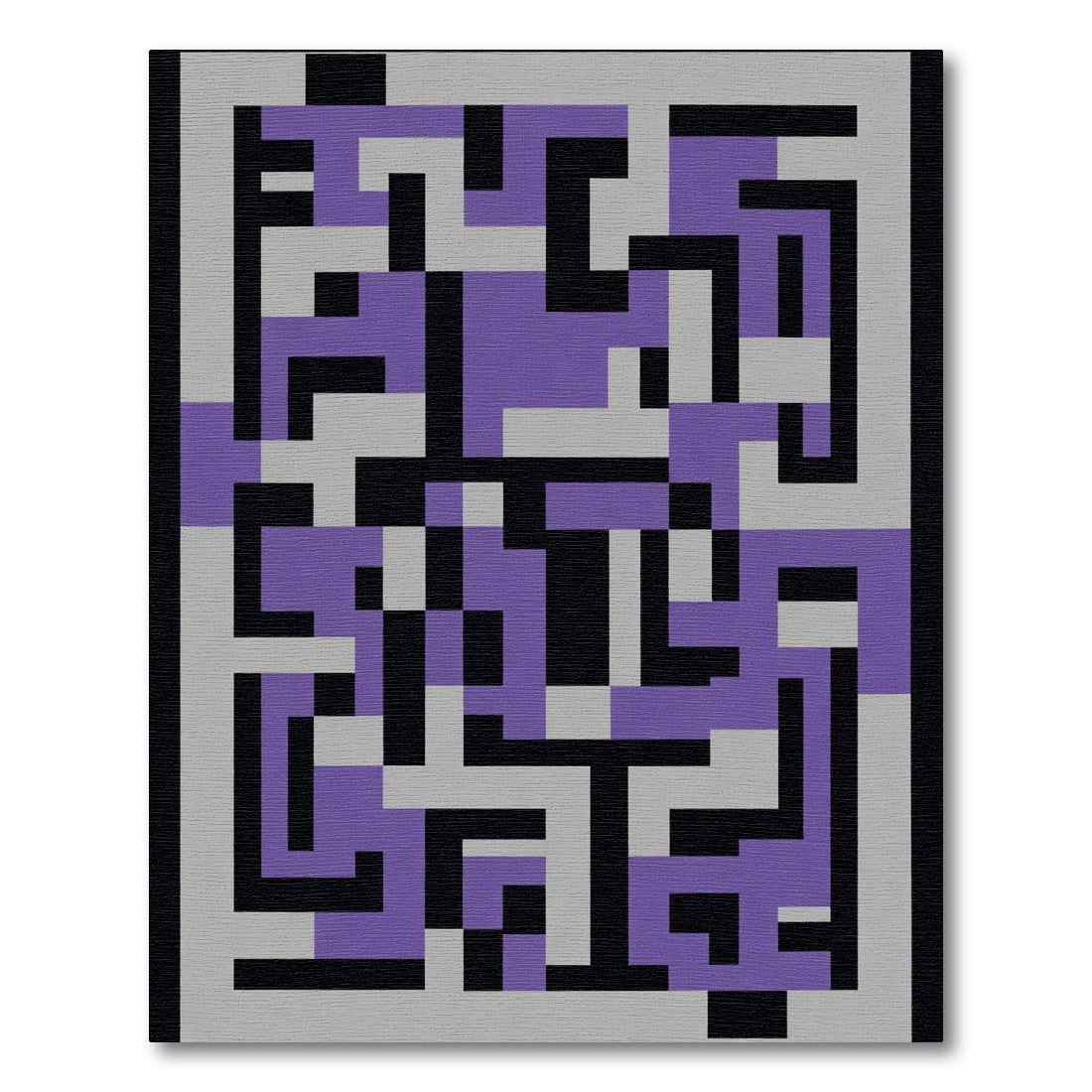 Purple Black Gray Geometric Maze Rug