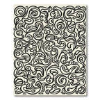 Cream Black Abstract Swirl Leaf Tapestry Rug