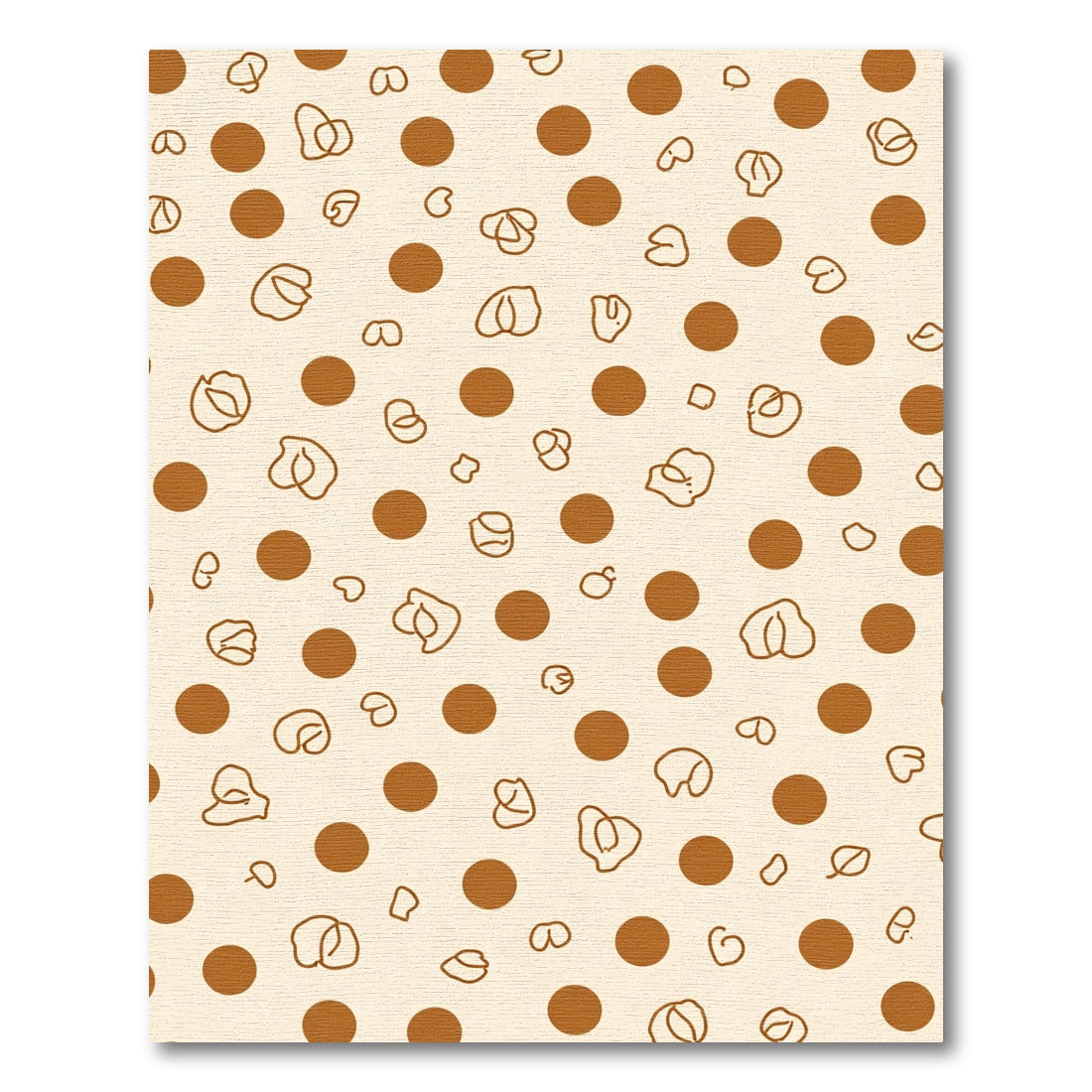Brown Polka Dots and Abstract Leaves Rug
