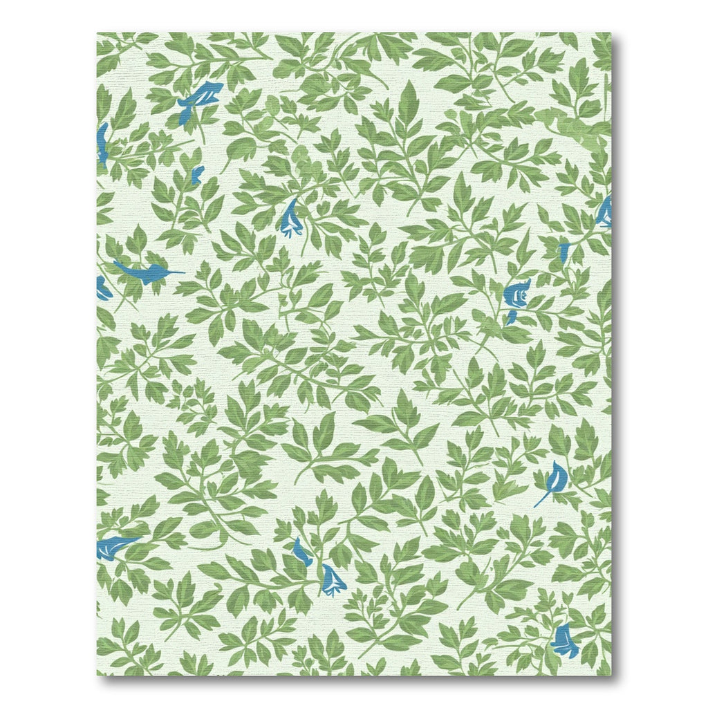 Green Leafy Branches Blue Birds Rug