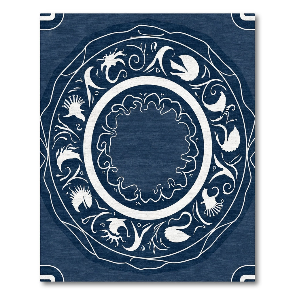 Deep Blue Swan Floral Mandala Rug