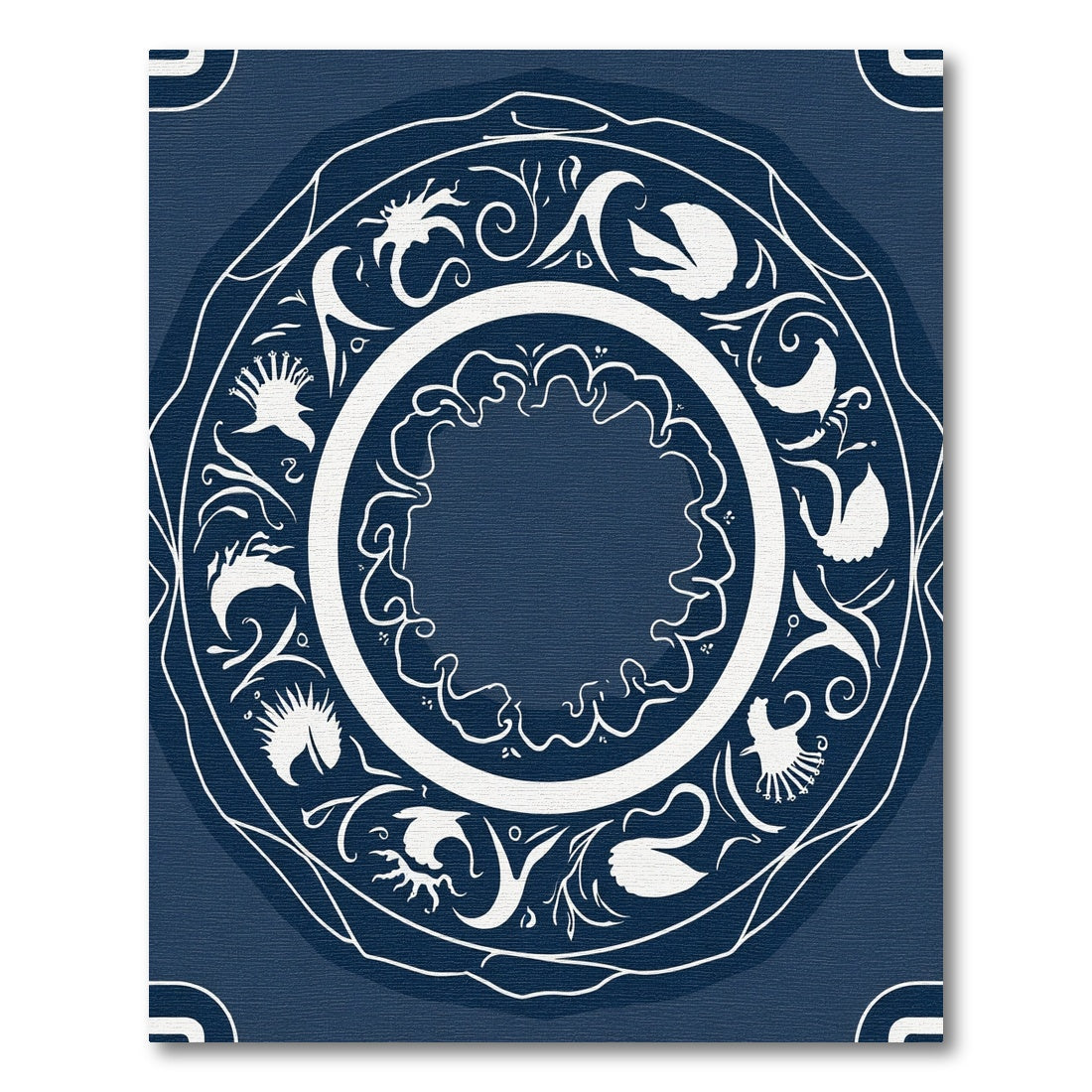 Deep Blue Swan Floral Mandala Rug