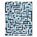 Cool Blue Geometric Maze Rug