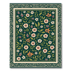 Green Floral Insect Botanical Bloom Rug
