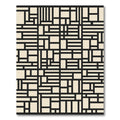 Minimalist Black Beige Geometric Interlock Rug
