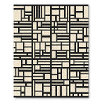 Minimalist Black Beige Geometric Interlock Rug