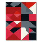 Bold Red Geometric Blocks Rug