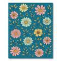 Retro Floral Sprigs Teal Rug