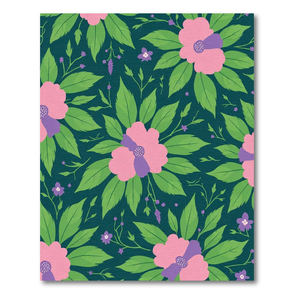 Teal Pink Floral Branch Composition Rug