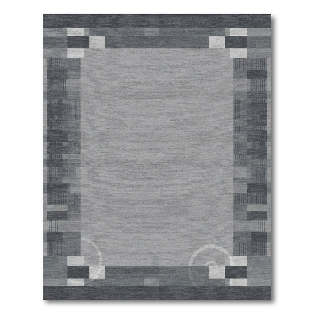 Modern Gray Geometric Block Rug