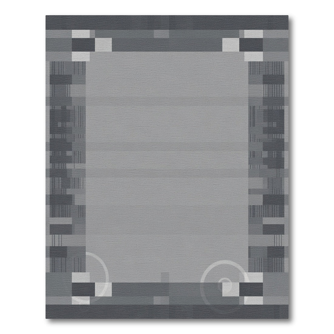 Modern Gray Geometric Block Rug