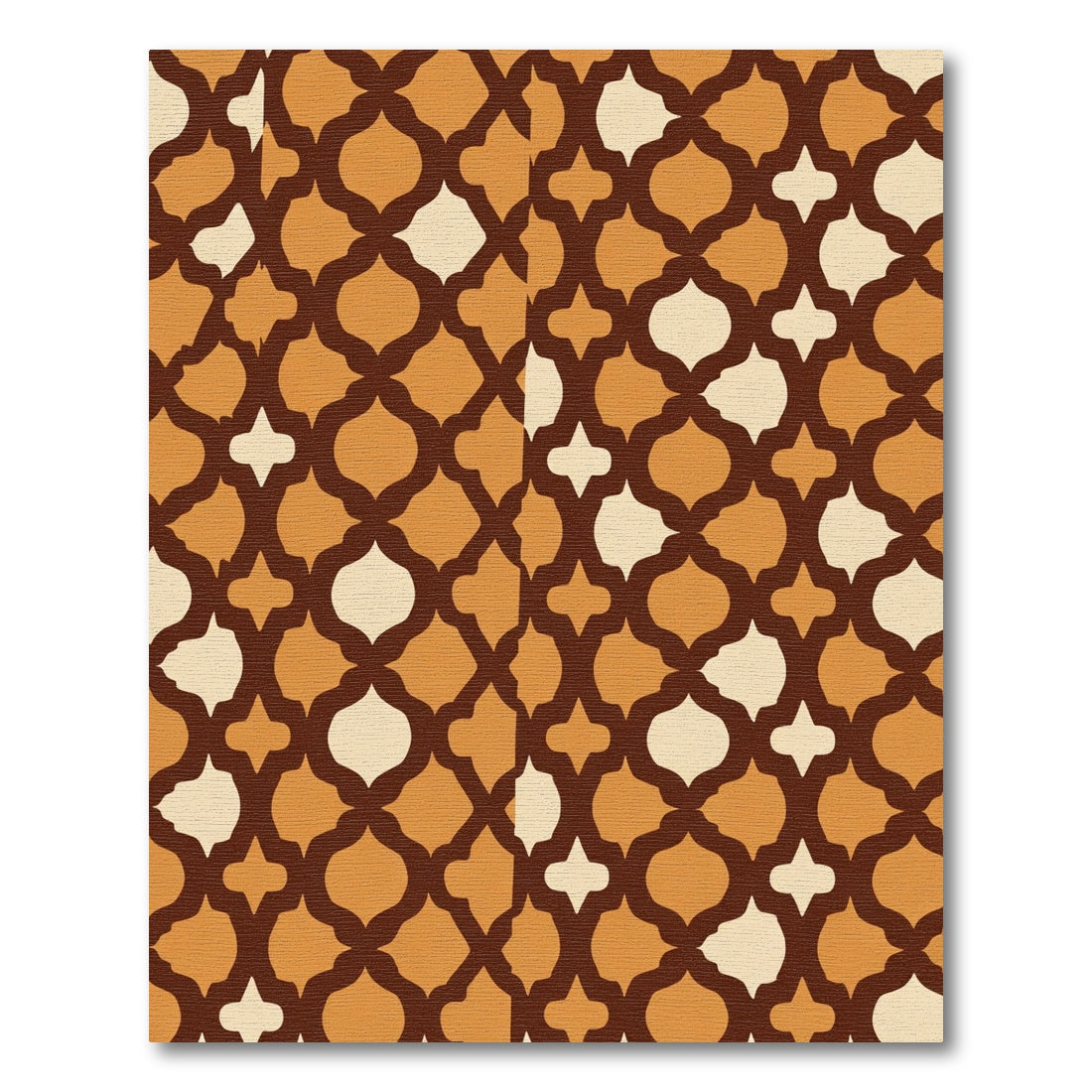 Earthy Ochre Lattice Arabesque Repeat Rug