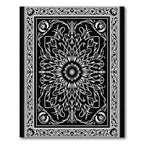 Monochromatic Floral Mandala Border Rug