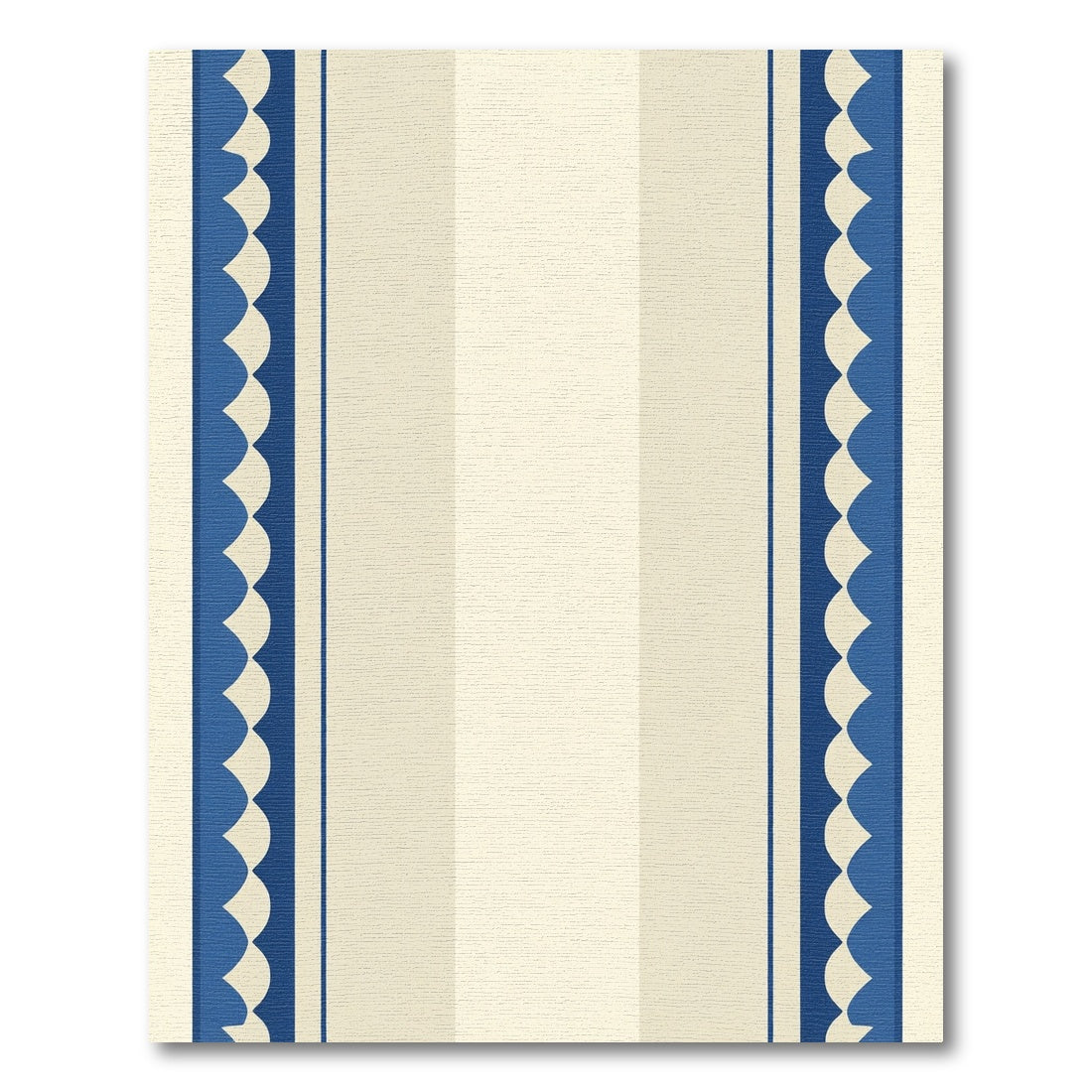 Cream Blue Scalloped Stripe Rug
