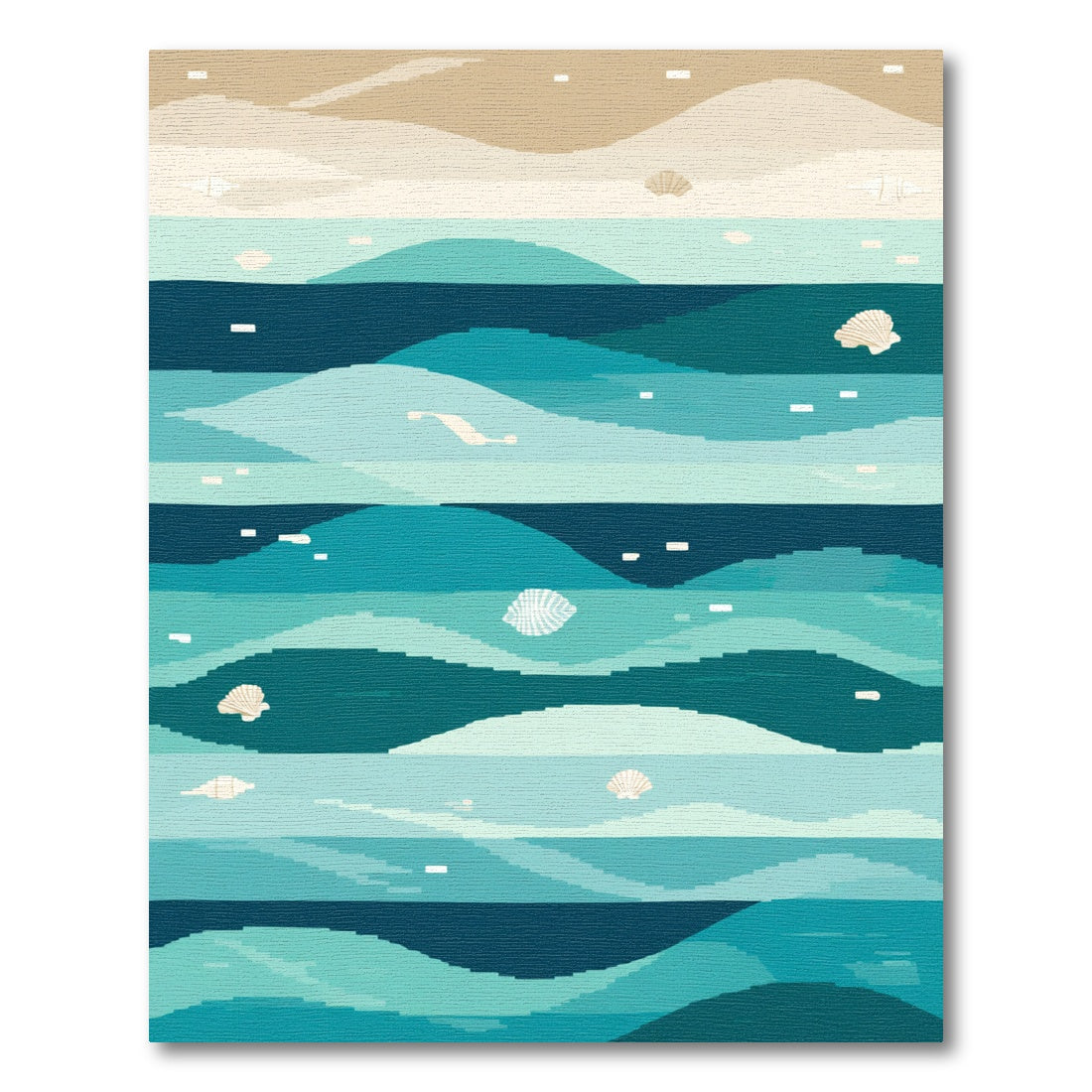 Ocean Wave Seashell Abstract Teal Rug