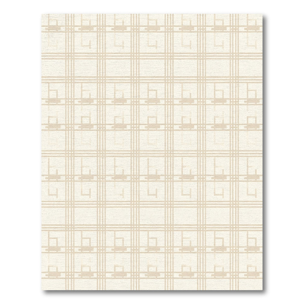 Neutral Cream Tonal Plaid Squares Rug
