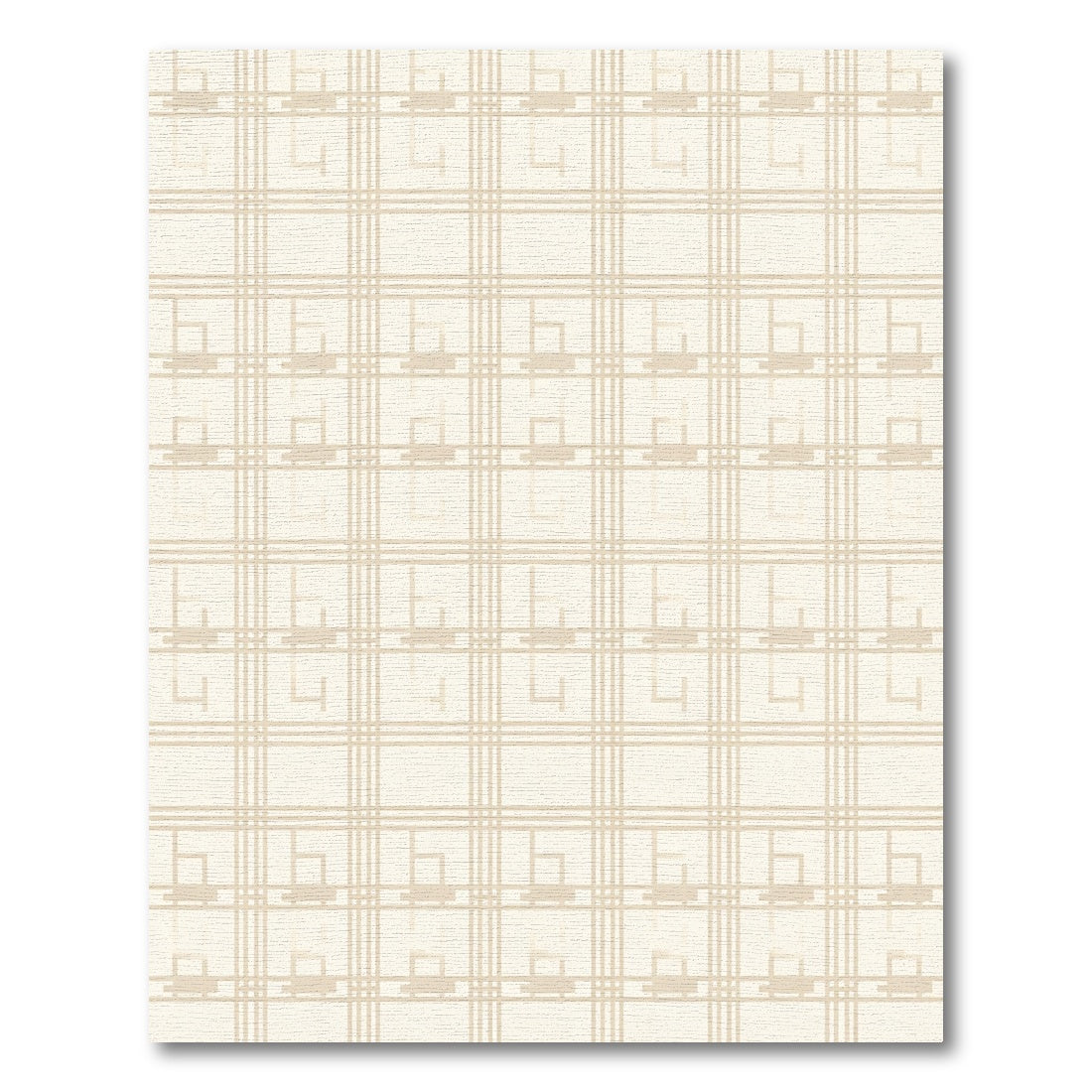 Neutral Cream Tonal Plaid Squares Rug