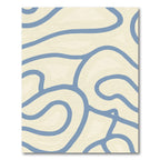 Cream Blue Organic Flowing Lines Rug