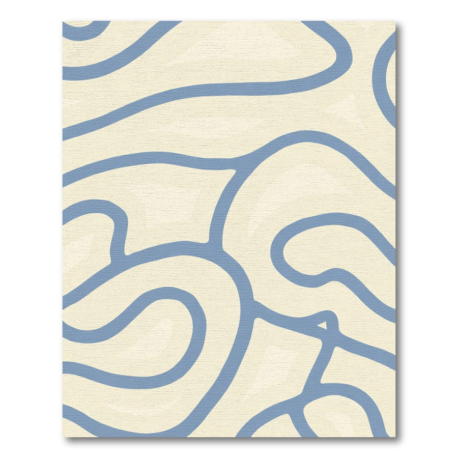 Cream Blue Organic Flowing Lines Rug
