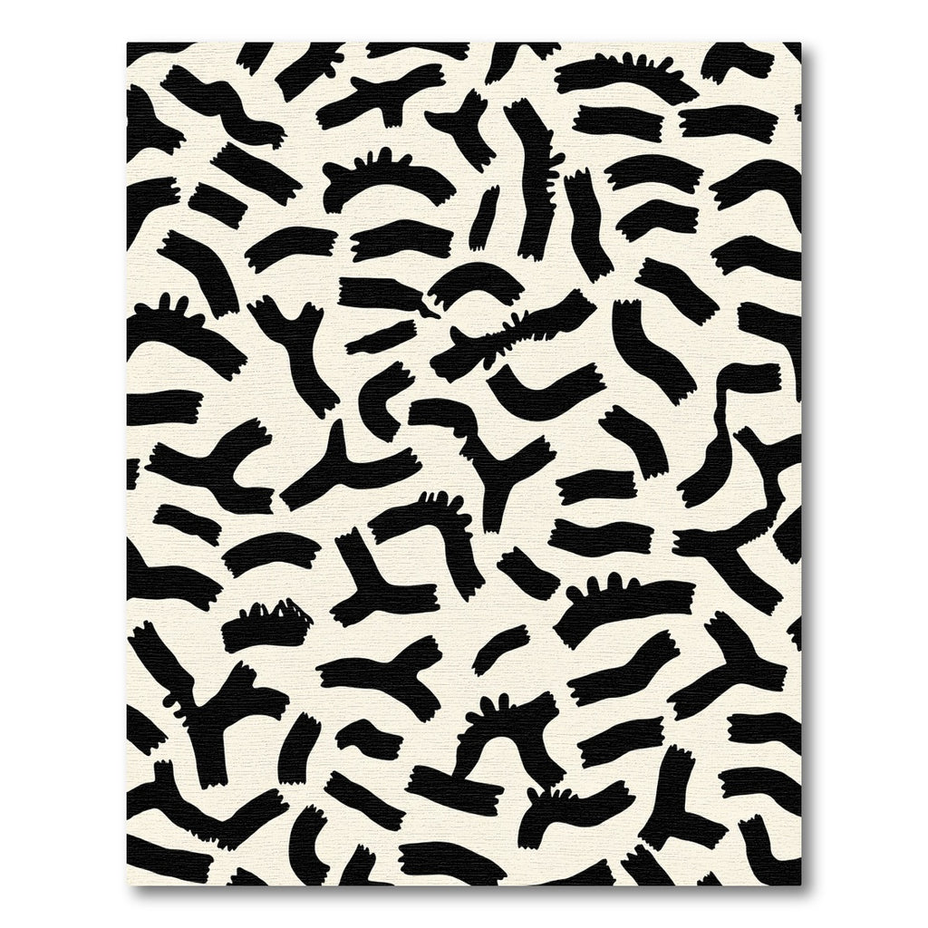 Black Abstract Organic Brushstroke Rug