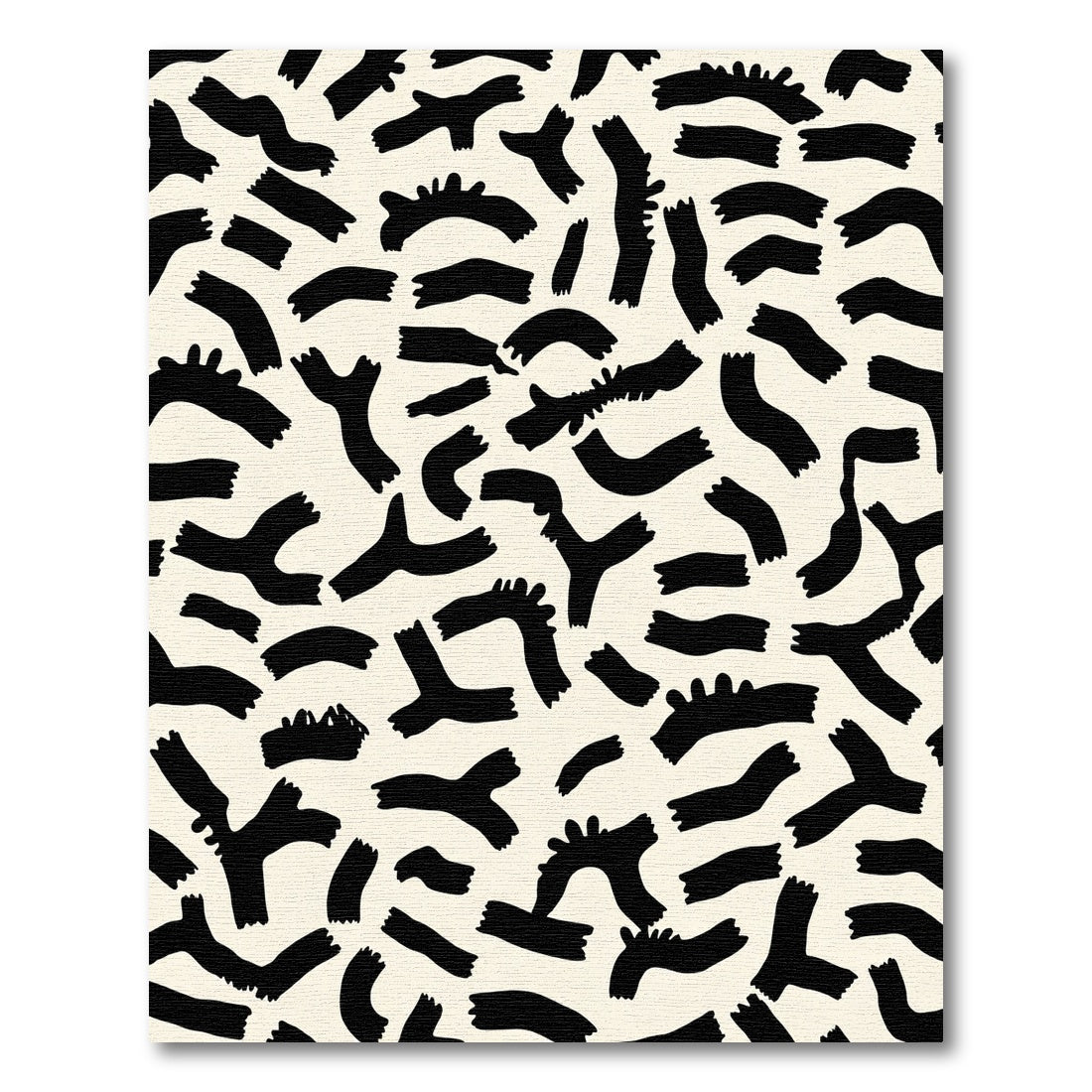 Black Abstract Organic Brushstroke Rug
