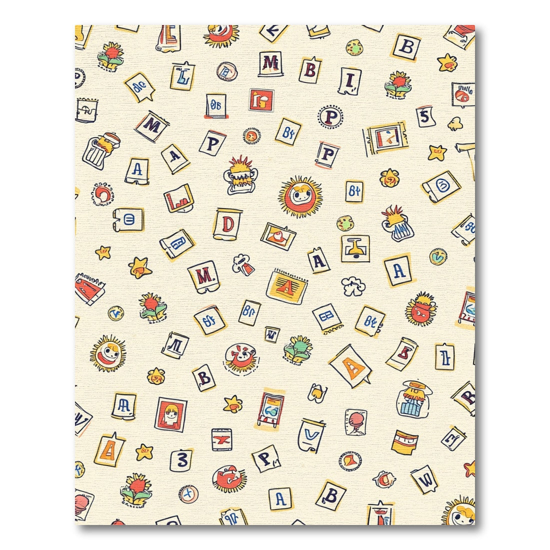 Whimsical Yellow Alphabet Cartoons Rug