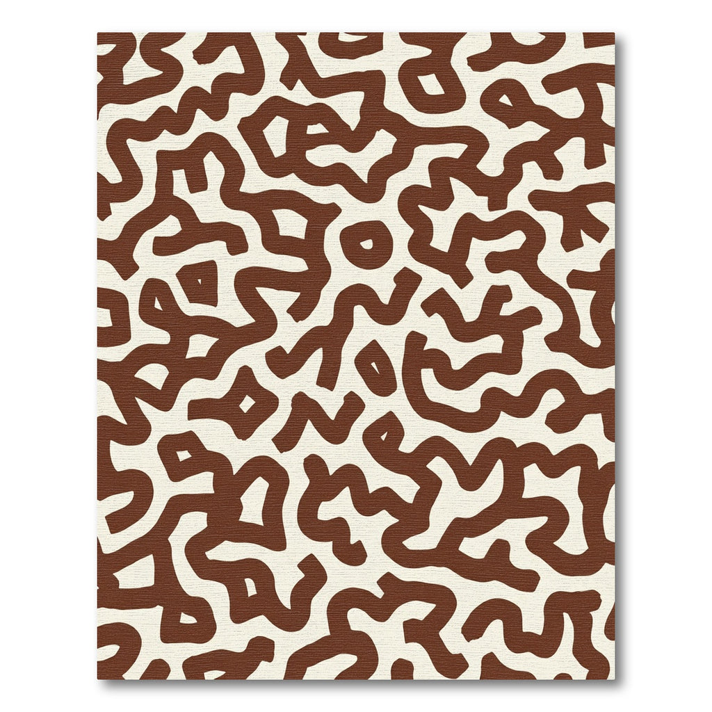 Brown Cream Abstract Maze Rug