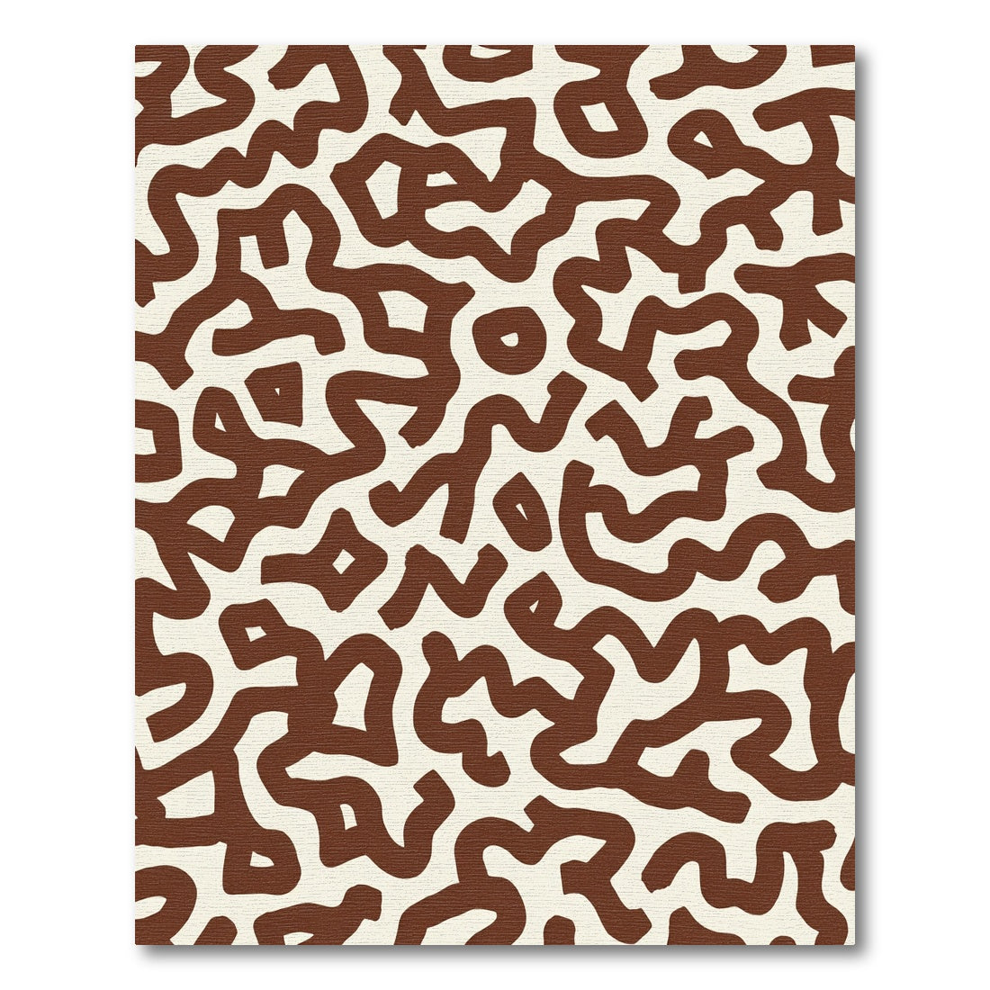 Brown Cream Abstract Maze Rug