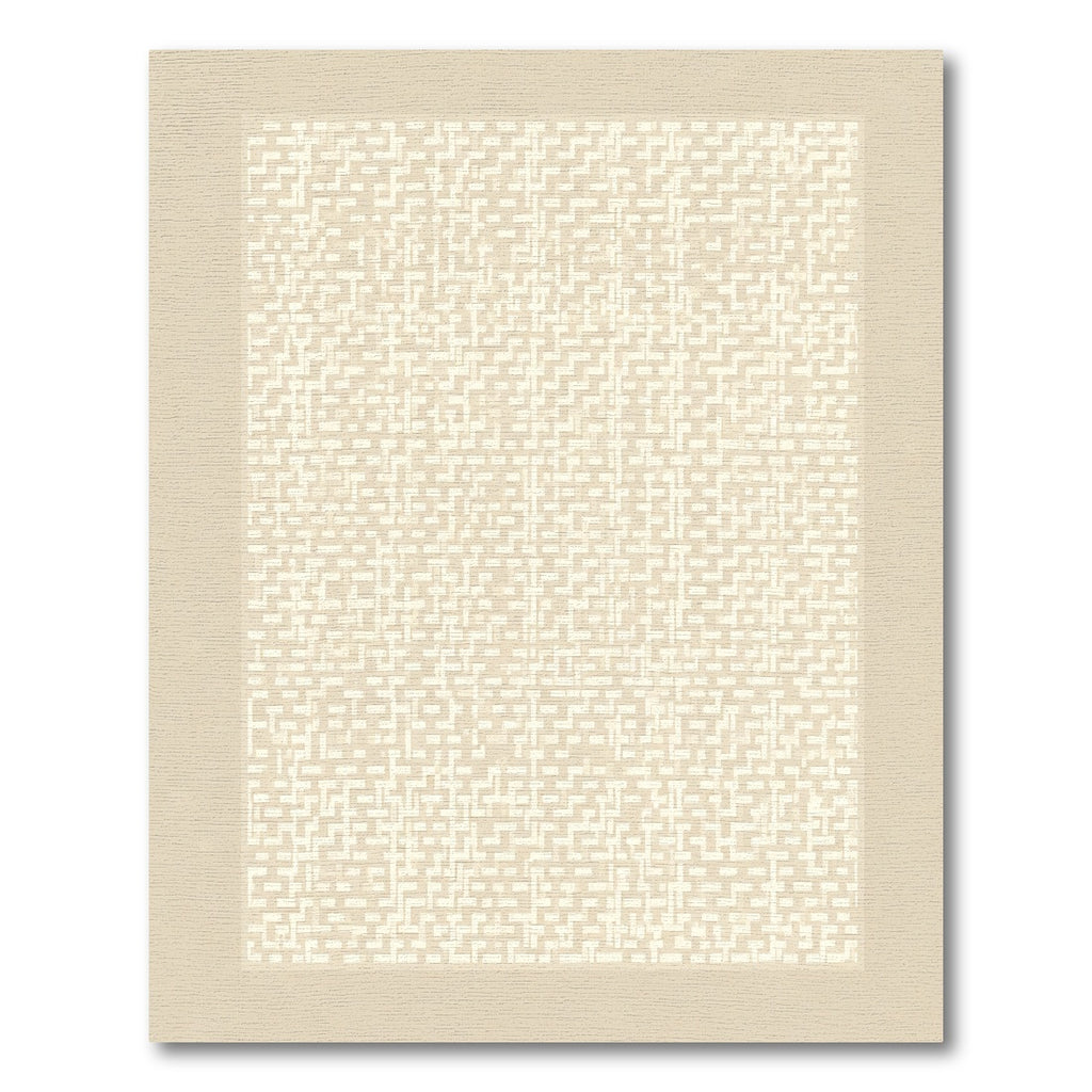 Neutral Beige Interlocking Geometric Rug