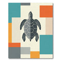 Gray Sea Turtle Geometric Arrangement Rug
