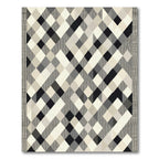 Monochromatic Plaid Geometric Diamond Rug
