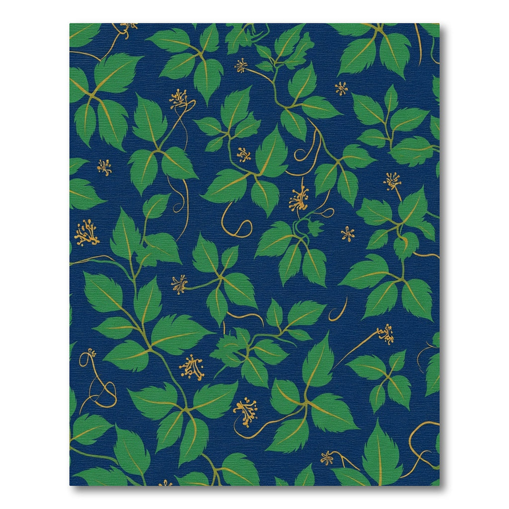 Deep Blue Lush Green Vine Rug